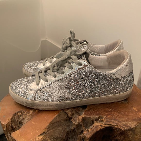 Golden Goose Shoes - Golden Goose Silver Glitter Superstar